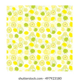 Seamless Vector Apple And Lemon Pattern
