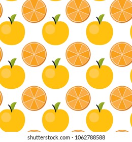 Seamless Vector Apple And Orange Pattern