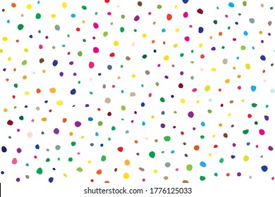 Dibujo De Punto De Tinta Abstracto Sin Margen. Punto De Moda Resumen. Orange Random Spot Confetti. Pequeño Patrón De Desencadenamiento. Polka azul de la explosión moderna. Fondo de color del arcoiris feliz. Punto Polka.