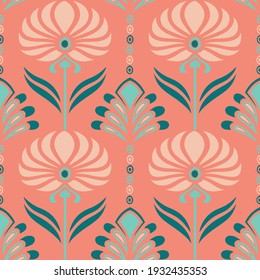 seamless vector, art deco floral pattern