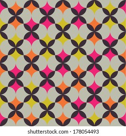 Seamless vector art flower geometric pattern on gray background