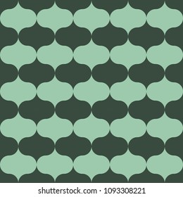 Seamless vector art geometric vertical pattern background in green colors. Geometric shapes in the form of a spinning top. Retro style. Vinrage colors.
