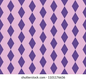 Seamless vector art geometric vertical pattern background in purple and violet colors. Geometric shapes in the form of rhombuses and vertical strips. Illustration with Repeating texture diamond.