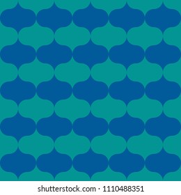 Seamless vector art geometric vertical pattern background. Geometric figures in the form of ovals. Retro style. Vinrage colors. Large shapes are arranged vertically in blue, green colors.