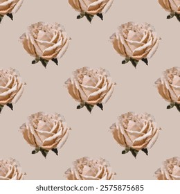 Seamless vector artistic peachy roses pattern