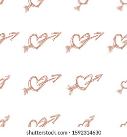 Seamless vector artwork, decorative and hand drawn love for valentine day illustrations. For design texture & background.