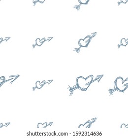 Seamless vector artwork, decorative and hand drawn love for valentine day illustrations. For design texture & background.