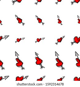 Seamless vector artwork, decorative and hand drawn love for valentine day illustrations. For design texture & background.