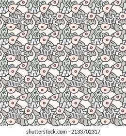 Seamless vector artwork with hand  drawn pattern
