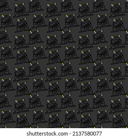 Seamless vector artwork with repeat cute unusual frogs