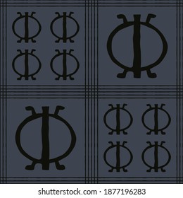 Seamless vector authentic fabric pattern with african adinkra symbols for  project