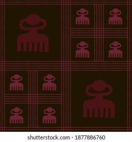 Seamless vector authentic fabric pattern with african adinkra symbols for your project