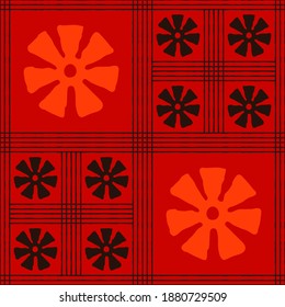 Seamless vector authentic fabric pattern with african adinkra symbols for your project