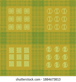 Seamless vector authentic fabric pattern with african adinkra symbols for your project