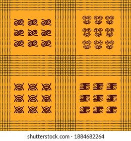 Seamless vector authentic fabric pattern with african adinkra symbols for your project