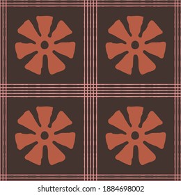 Seamless vector authentic fabric pattern with african adinkra symbols for your project