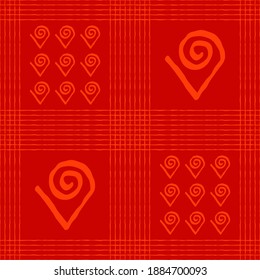 Seamless vector authentic fabric pattern with african adinkra symbols for your project
