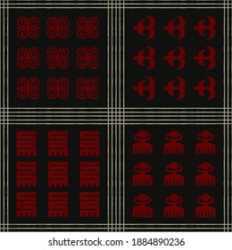 Seamless vector authentic fabric pattern with african adinkra symbols for your project
