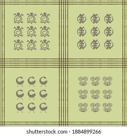 Seamless vector authentic fabric pattern with african adinkra symbols for your project