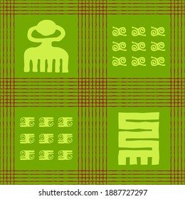  Seamless vector authentic fabric pattern with african adinkra symbols for your project