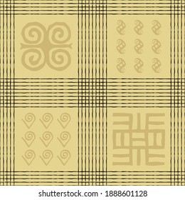  Seamless vector authentic fabric pattern with african adinkra symbols for your project