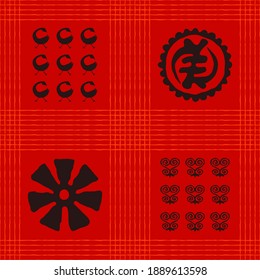  Seamless vector authentic fabric pattern with african adinkra symbols for your project