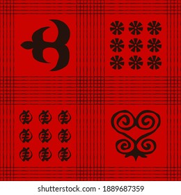  Seamless vector authentic fabric pattern with african adinkra symbols for your project