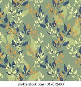 Seamless vector autumn naturel ecology color pattern with color leaves.