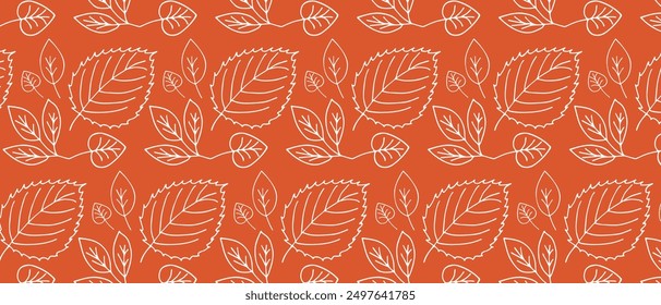 Seamless vector autumn pattern with hand drawn leaves. Autumn background for seasonal fabric, decor, wallpaper, packaging.