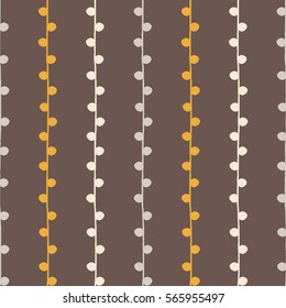 Seamless vector autumn pattern. Yellow and grey vertical twigs on brown background. Hand drawn abstract branch illustration. Textile ornament