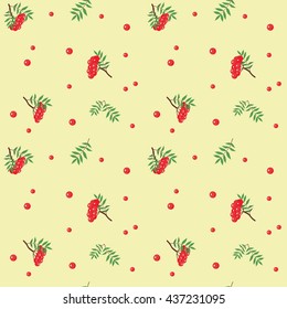 Seamless vector autumn rowanberry pattern.  Can be used in web design, printed on fabric/paper, as a background, or as an element