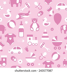 seamless vector baby pattern for girls