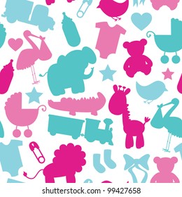 Seamless Vector Baby Shower Pattern