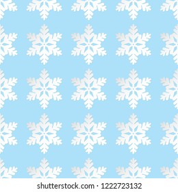 Seamless vector background with 3D decorative snowflakes. Happy Winter! Can be used for wallpaper, textile, invitation card, wrapping, web page background.