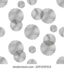 Seamless vector background with abstract circles. Monochrome wallpaper
