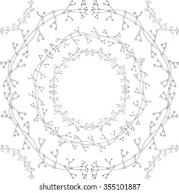 Seamless vector background. Abstract circles of branches.