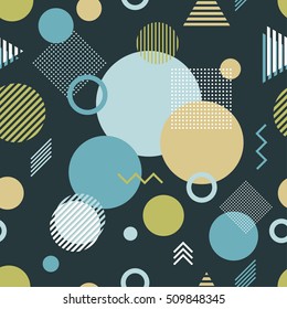 Seamless vector background with abstract geometric pattern. Trendy geometric elements. Print. Repeating background. Cloth design, wallpaper.