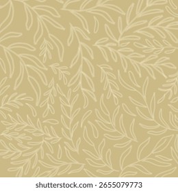 Fundo de vetor sem emenda com folhas abstratas. Textura de folha simples em cores pastel, padrão de folhagem sem fim.