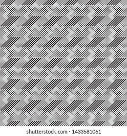 Seamless vector background. An abstract monochrome pattern with points and fat lines. A geometrical ornament of design of infinitely repeating forms.