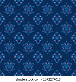 Seamless vector background with abstract ornament. Universal textile design with ethnic oriental motifs. Pattern for printing on fabric.