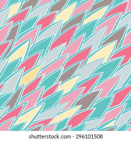 Seamless vector background with abstract ornament. 
Stylized  needle. Vintage pattern in pink and turquoise tones.