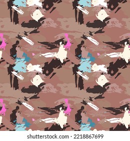 Seamless vector background with abstract ornaments. Retro bright summer background. Vintage exotic print. Black and white modern abstract seamless pattern for textile design.