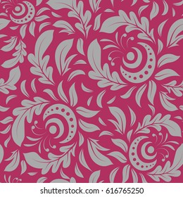 Seamless vector background. Abstract pattern in Arabian style. Graphic modern pattern. Gray and pink texture.