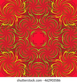 Seamless vector background abstract shapes. Circular pattern, mandala motif