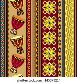 seamless vector background with african drum ornament