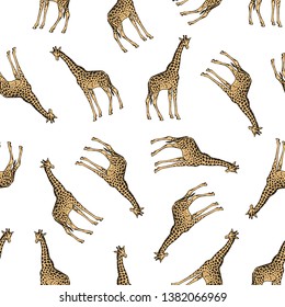 

Seamless vector background with african giraffes