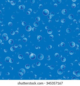 Seamless vector background with air bubbles. Blue color pattern. Decorative circle texture. Illustration can be used as wallpaper, pattern fills, web page background, wrapping paper, textile