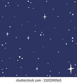 Seamless vector background with all-rounded stars in a blue sky