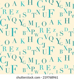 Seamless vector background of the alphabet in a scattered position
