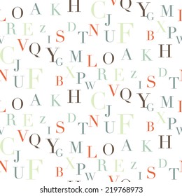 Seamless vector background of the alphabet in a scattered position